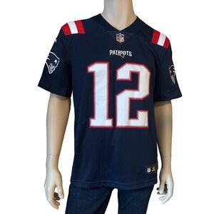 NFL Patriots Jersey Tom Brady # 12 Retired Player Twill Cloth Letters & Numbers